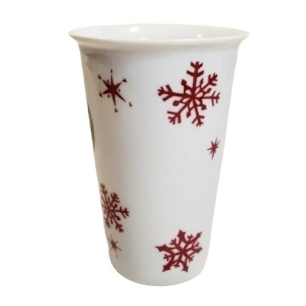 Starbucks Ceramic Porcelain Mug Cup Tumbler Christmas Snowflake